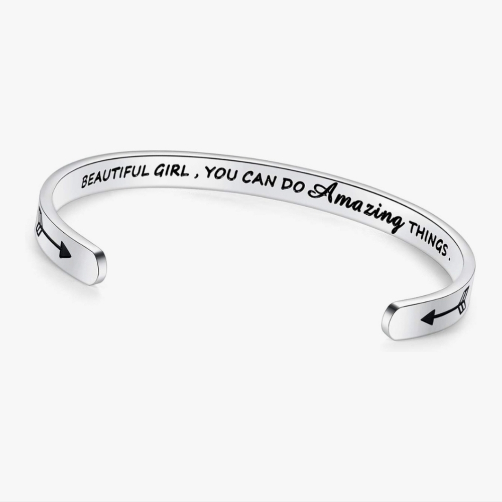 Inspirational Silver Cuff Bracelet